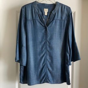 Chico’s V-neck denim tunic/dark navy